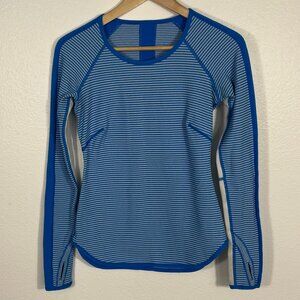 Lululemon | Runder Under Reversible Long Sleeve Blue and White, size S/M